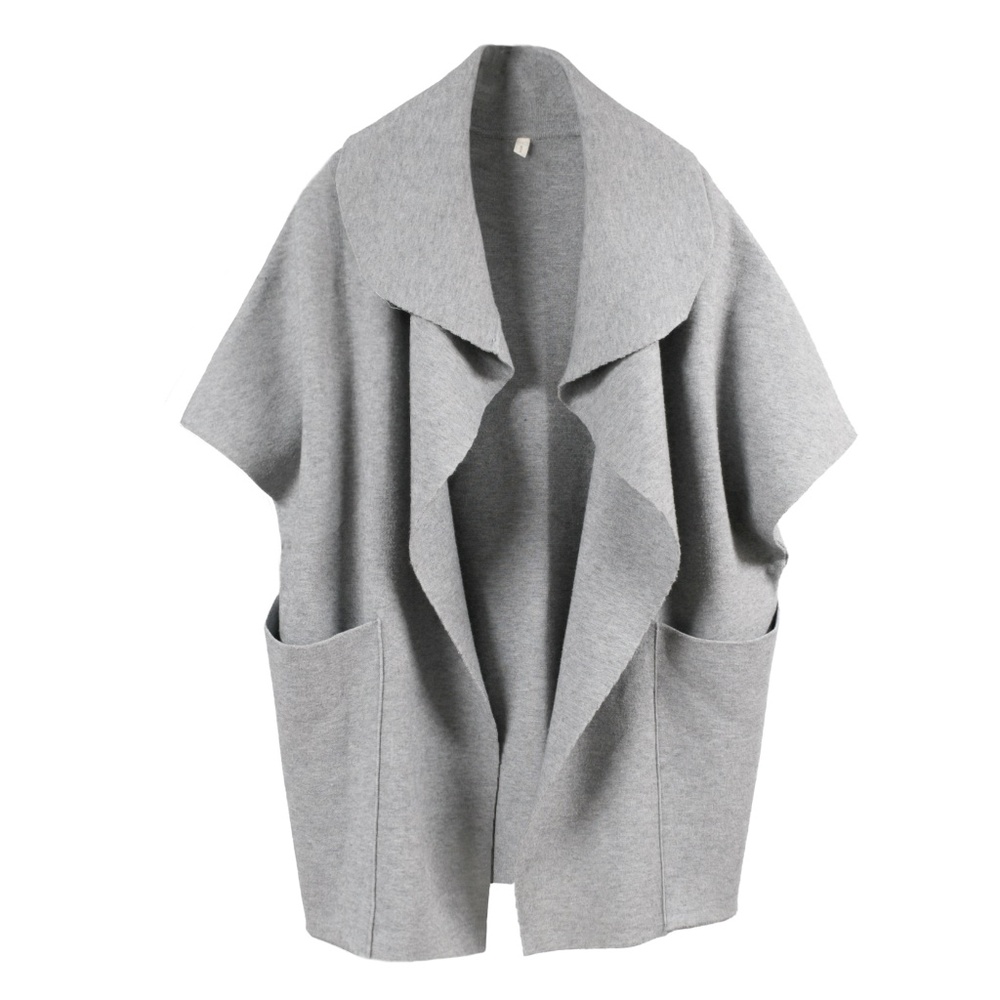 ANTHROPOLOGIE MOTH Sophie Cardigan Sweater Jacket One Size Grey Oversized Pocket